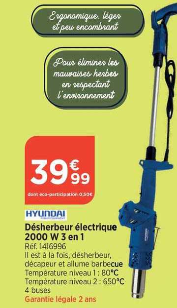 hyundai désherbeur électrique 2000 w 3 en 1