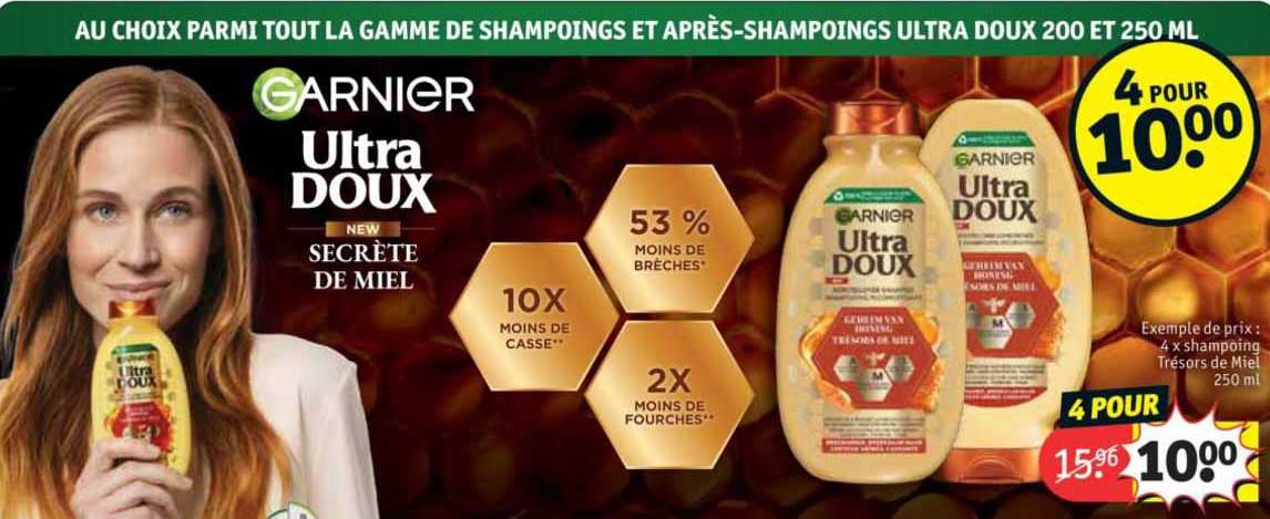 la gamme de shampoings et après-shampoings ultra doux 200 et 250 ml garnier