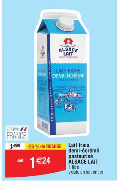 lait frais demi-écrémé pasteurisé alsace lait