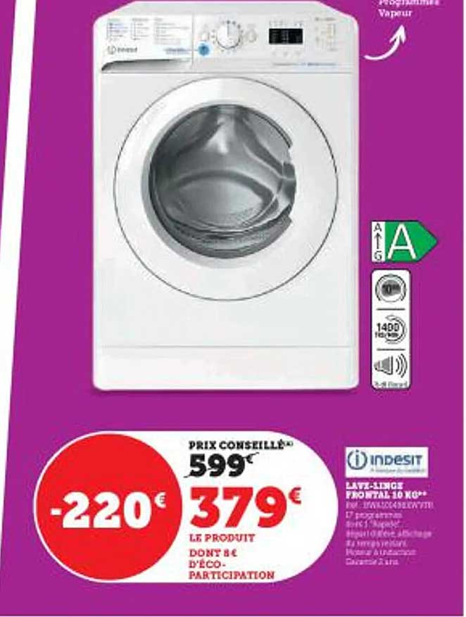 lave-linge frontal 10 kg indesit