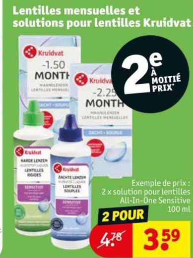 lentilles mensuelles et solutions pour lentilles kruidvat