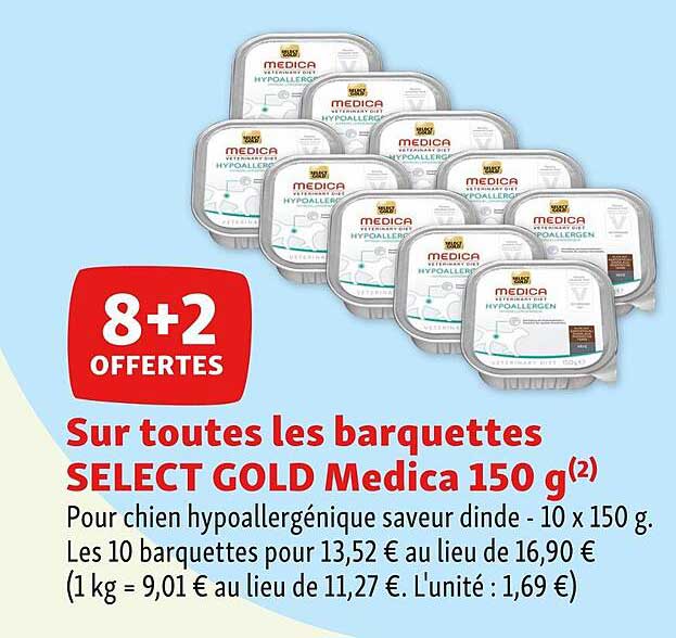 les barquettes select gold medica 150 g