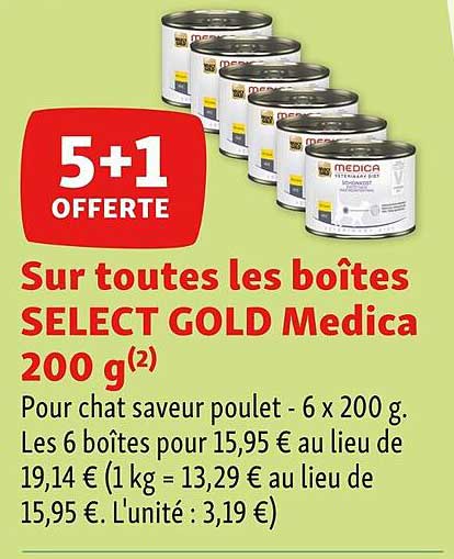 les boîtes select gold medica 200 g
