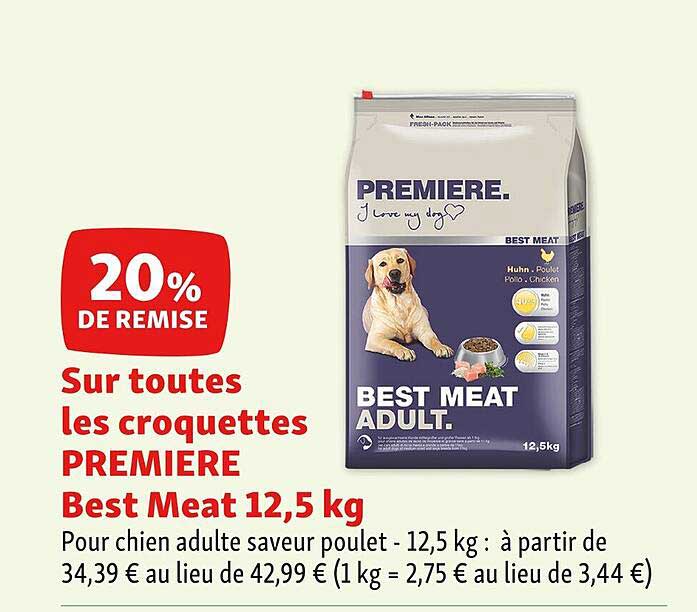 les croquettes première best meat 12,5 kg