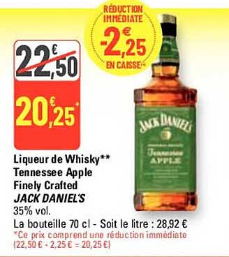 liqueur de whisky tennessee apple finely crafted jack daniel's