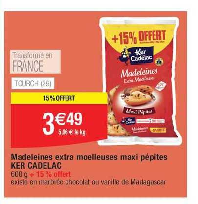 madeleines extra moelleuses maxi pépites ker cadelac
