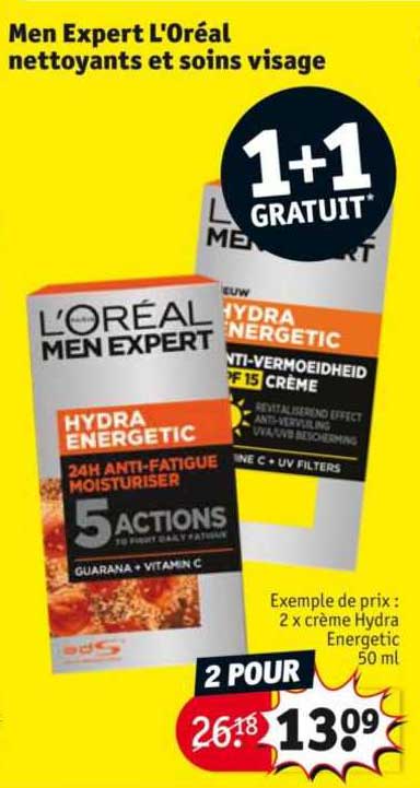 men expert l'oréal nettoyants et soins visage