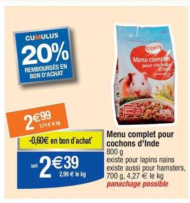 menu complet pour cochons d'inde