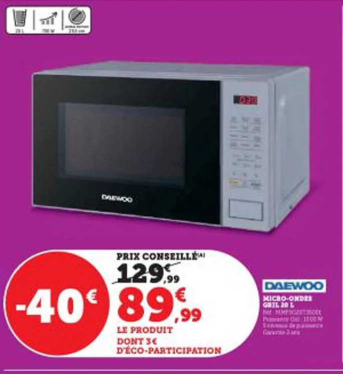 micro-ondes gril 20 l daewoo
