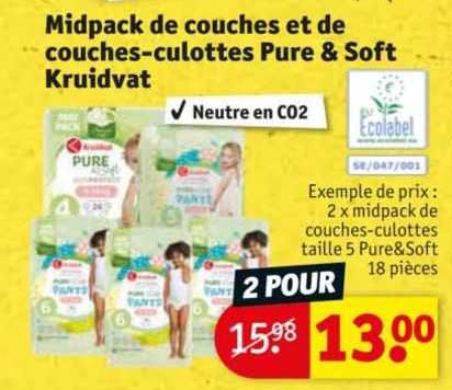 midpack de couches et de couches-culottes pure & soft kruidvat
