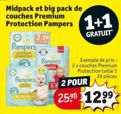 midpack et big pack de couches premium protection pampers