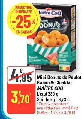 mini donuts de poulet bacon & cheddar maître coq