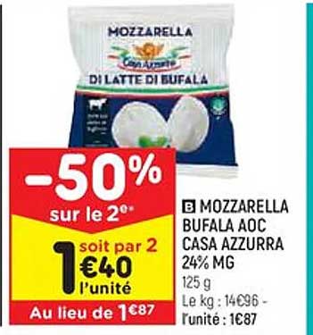 mozzarella bufala aoc casa azzurra 24% mg