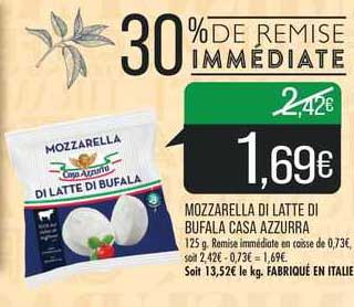 mozzarella di latte di bufala casa azzurra