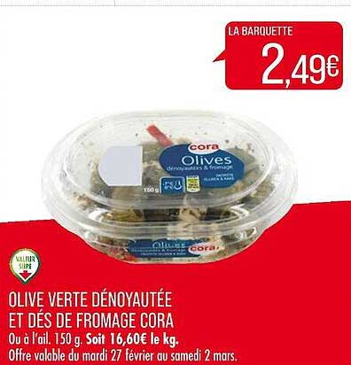 Olive Verte Dénoyautée Et Dés De Fromage Cora
