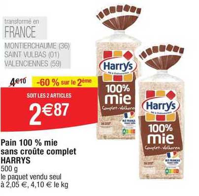 Pain 100% Mie Sans Croûte Complet Harrys