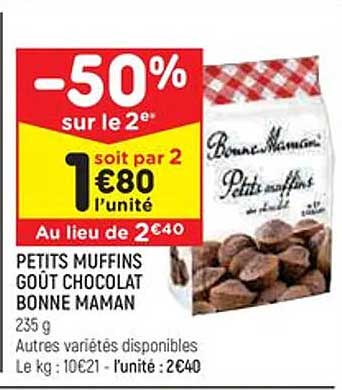 petits muffins goût chocolat bonne maman