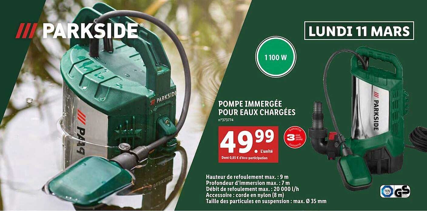 pompe immergée pour eaux chargées parkside