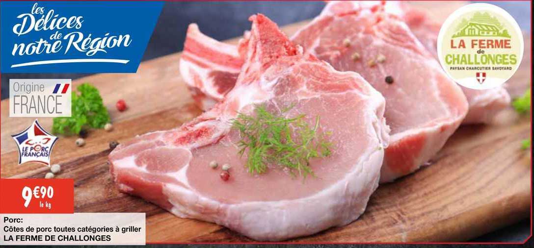 porc : côtes de porc toutes catégories à griller la ferme de challonges