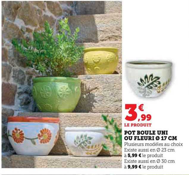 Pot Boule Uni Ou Fleuri ø 17 Cm