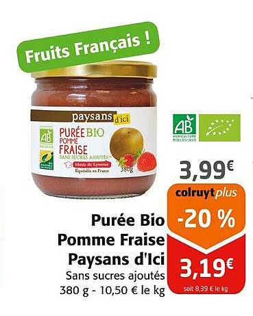 purée bio pomme fraise paysans d'ici