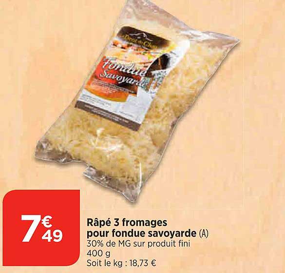 râpé 3 fromages pour fondue savoyarde