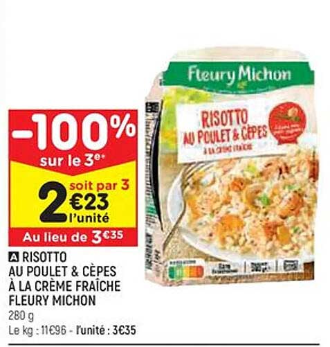 risotto au poulet & cèpes à la crème fraîche fleury michon