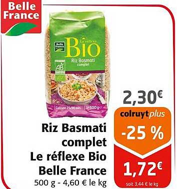 riz basmati complet le réflexe bio belle france