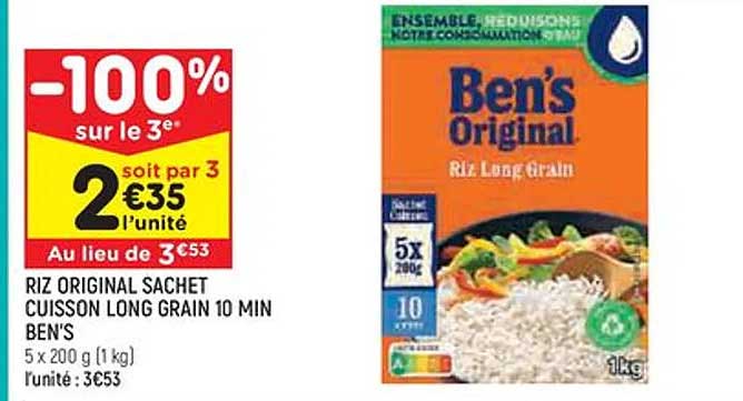 riz original sachet cuisson long grain 10 min ben's