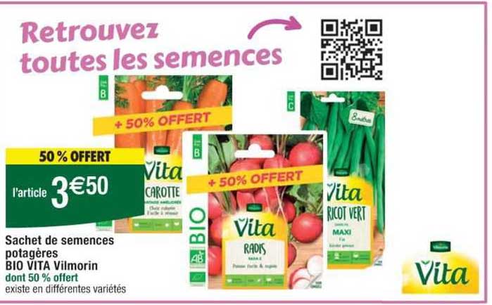 sachet de semences potagères bio vita vilmorin