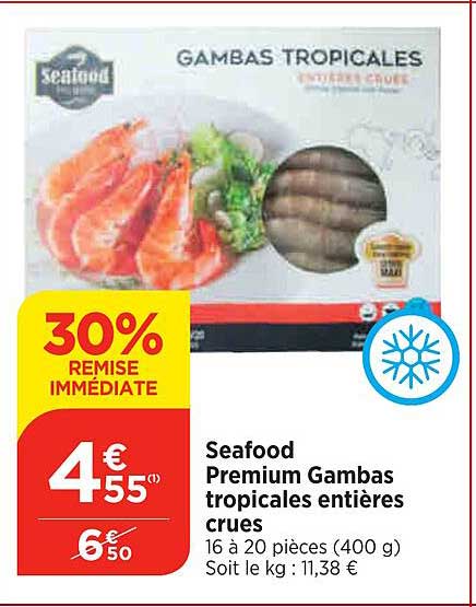 Seafood Premium Gambas Tropicales Entières Crues