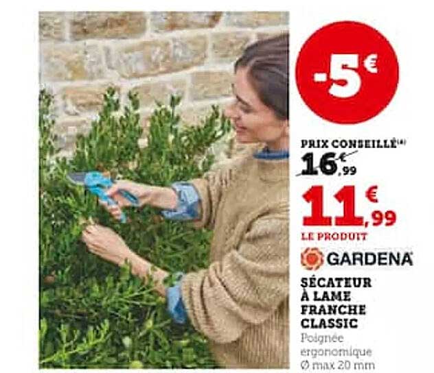 sécateur à lame franche classic gardena