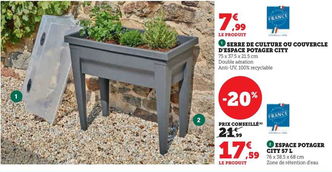 serre de culture ou couvercle d'espace  potager city, espace potager city 57 l