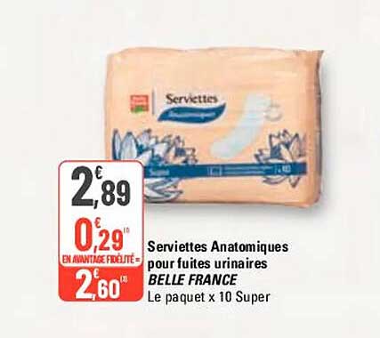 serviettes anatomiques pour fruites urinaires belle france