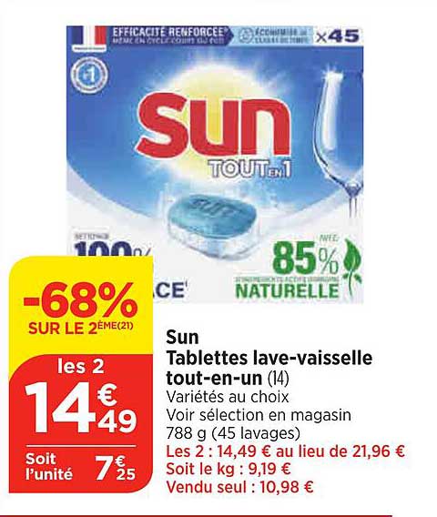 sun tablettes lave-vaisselle tout-en-un