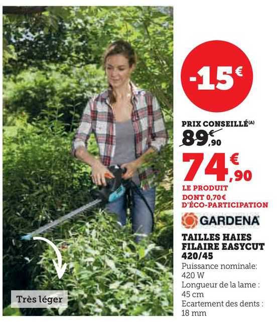 tailles haies filaire easycut 420/45 gardena