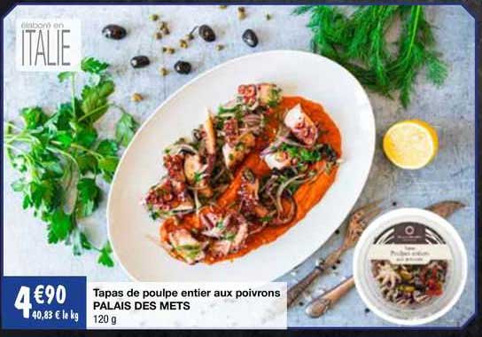 tapas de poulpe entier aux poivrons palais des mets