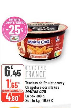 tenders de poulet crusty chapelure cornflakes maître coq