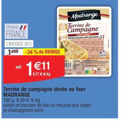 terrine de campagne dorée au four madrange