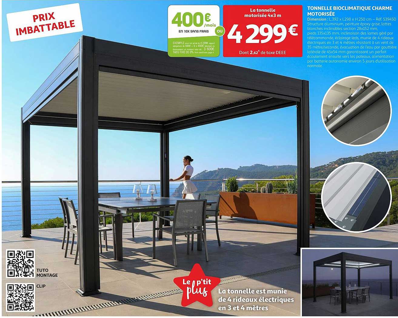 Tonnelle Bioclimatique Charme Motorisée