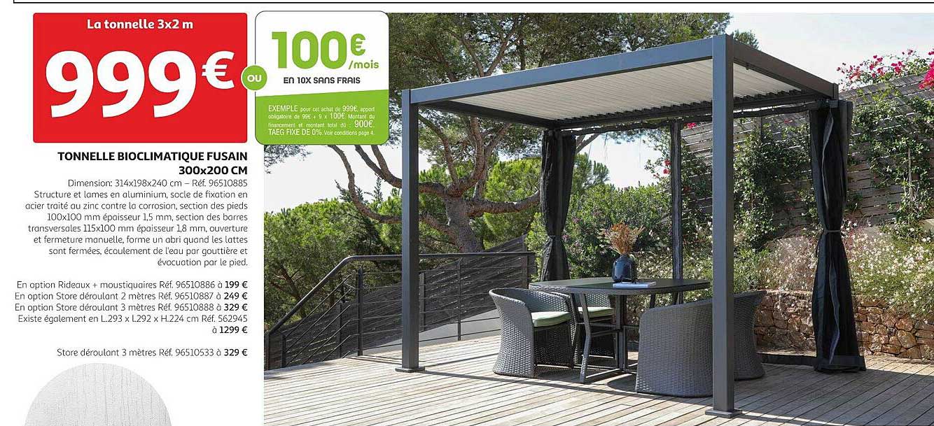 Tonnelle Bioclimatique Fusain 300x200 Cm