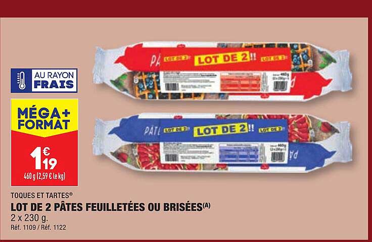 toques et tartes lot de 2 pâtes feuilletées ou brisées