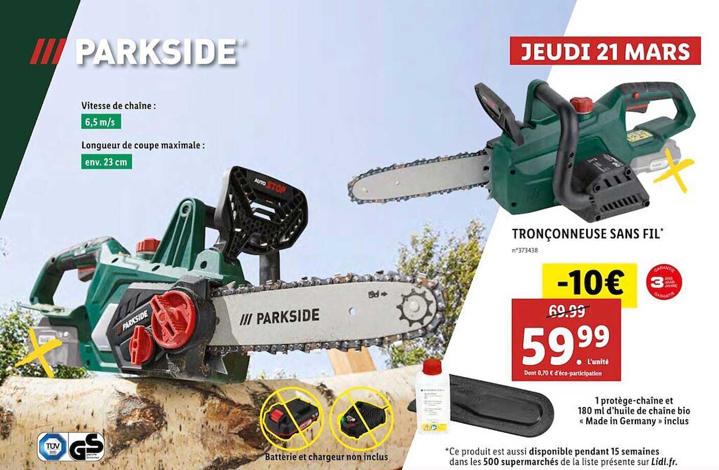 Tronçonneuse Sans Fil Parkside