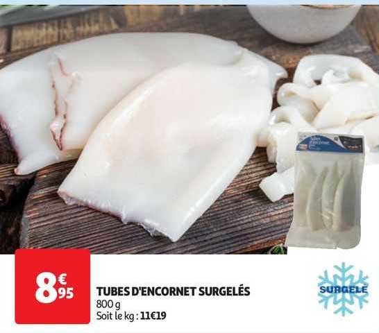 tubes d'encornet surgelés
