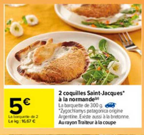 2 coquilles saint-jacques à la normande