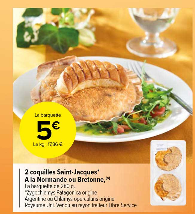 2 Coquilles Saint-jacques à La Normande Ou Bretonne