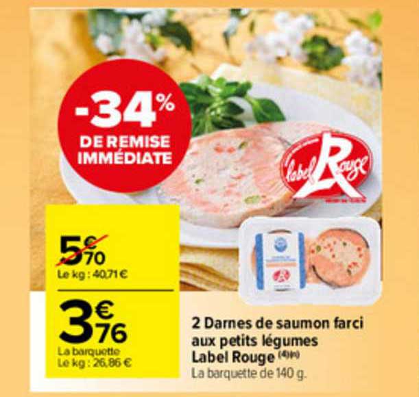 2 darnes de saumon farci aux petits légumes label rouge