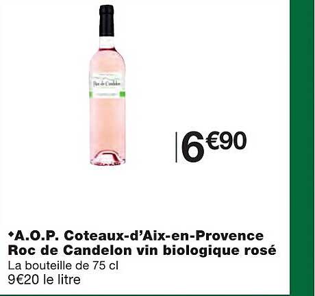 a.o.p. coteaux-d'aix-en-provence roc de candelon vin biologique rosé