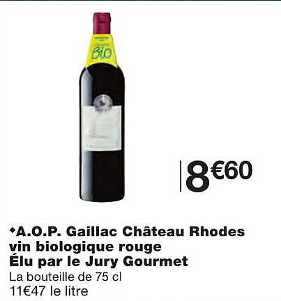 a.o.p. gaillac château rhodes vin biologique rouge élu par le jury gourmet