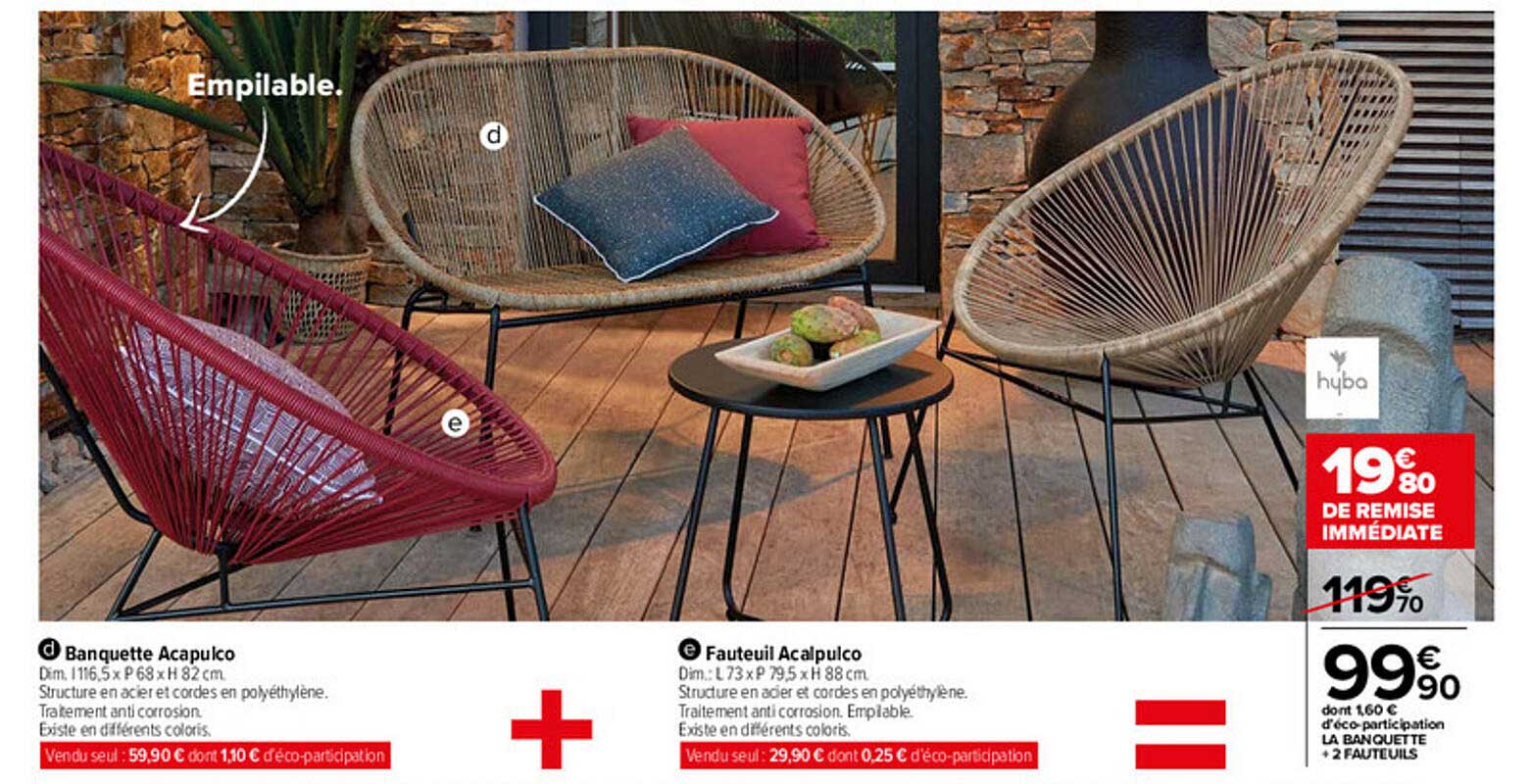 banquette acapulco, fauteuil acapulco